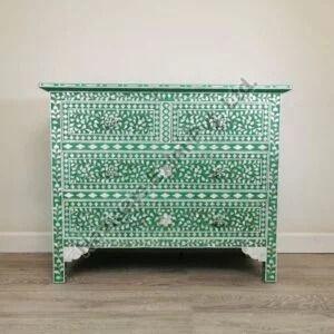 Mother of Pearl Inlay Classic Green Chest Drawer