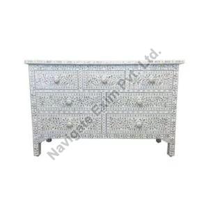 Mother of Pearl Inlay Classic White Chest Drawer Dresser