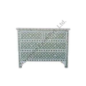 Mother of Pearl Inlay Green Chest of Drawer Dresser