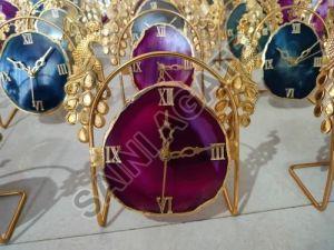Pink Agate Stone Clock