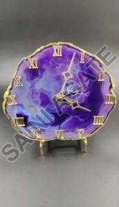 Purple Agate Stone Clock