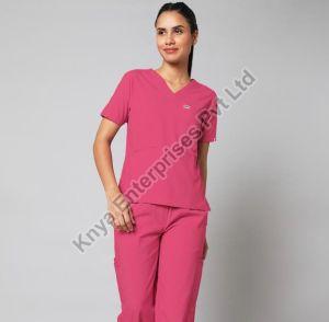 Women Hot Pink Essential Medical Scrub Suit
