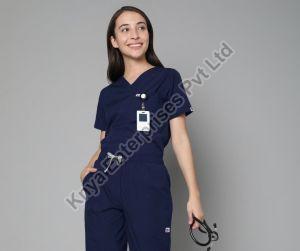 Knya Classic Womens Navy Blue 5-Pocket New Gen Scrubsuit