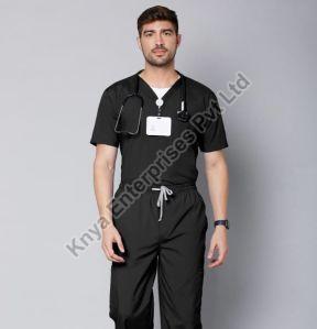 Knya Classic Mens Black 10-Pocket Essential Scrubsuit