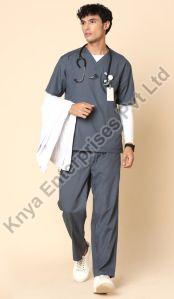 Knya Active Mens Heather Grey 5-Pocket Scrub Suit