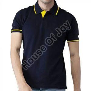 Cotton Black Mens Polo T-Shirt