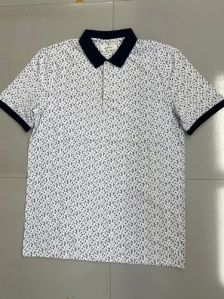 Mens Printed Cotton Polo T-Shirt