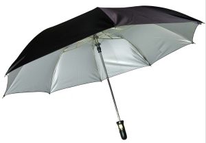 Black Silver Two Fold Umbrella