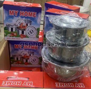 Silver Stainless Steel Stock Pot Set