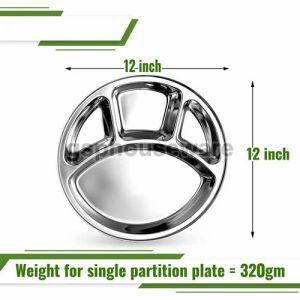 Stainless Steel 4 Compartment Plate