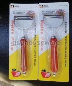 Silver & Red Stainless Steel Vegetable Peeler