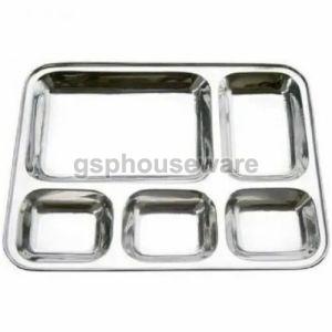 Silver Stainless Steel 4 Compartment Plate