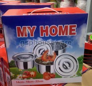 Silver Stainless Steel Stock Pot Set