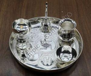silver plated pooja thali