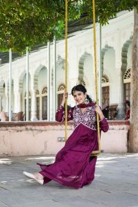 Burgundy Super Elegant  Embroidred Alia Cut Kurta Set