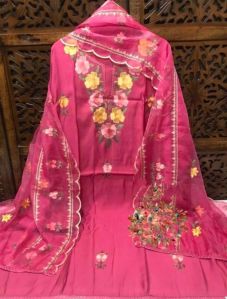 Muslin Embroidered Designer Suit