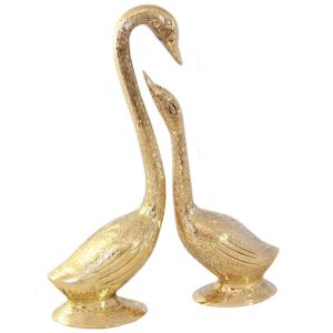 Brass Love Birds Swan Set