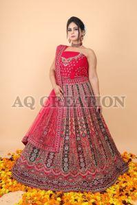 Velvet Bridal Lehenga Choli