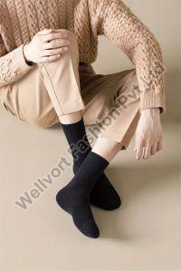 Black Unisex Full Length Terry Cotton Sock