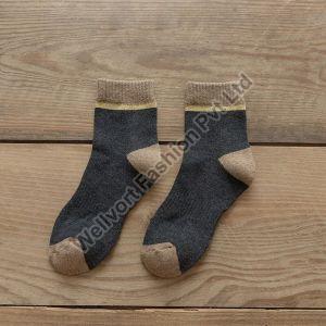 Grey & Brown Cotton Unisex Ankle Sock