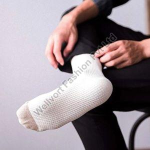 White Mens Full Length Cotton Sock