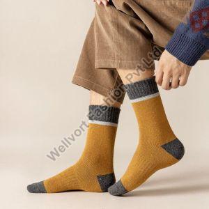 Yellow & Grey Mens Terry Cotton Sock