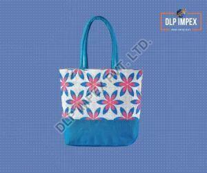 Blue & White Jute Fashion Bag