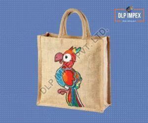 Parrot Hand Painted Jute Bag