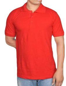 Mens Cotton Red Collar T-Shirt