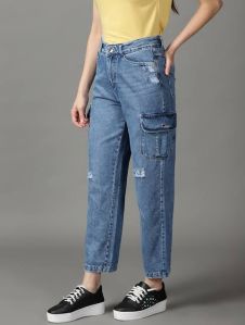 Ladies Rough Denim Jeans