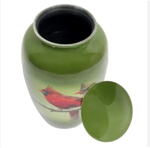 Green Hummingbird Metal Cremation Urn