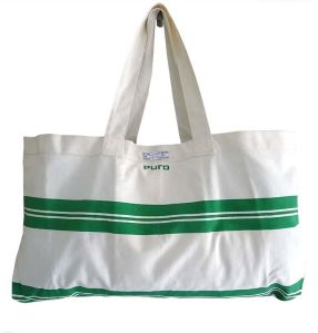 Green Striped Cotton Shopping Bag