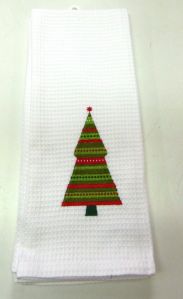 Cotton Embroidered Waffle Tea Towel