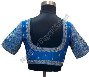 Royal Blue Raw Silk Blouse