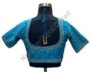 Sky Blue Raw Silk Blouse