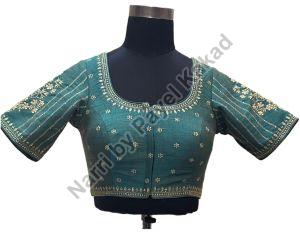 Turquoise Raw Silk Blouse