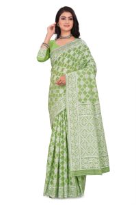 Green Cotton Weaving Saree