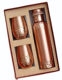 Copper Bottle and Glass Gift Set