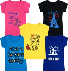 Girls Cotton Round Neck T-Shirts