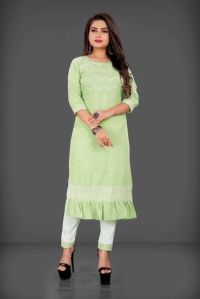 Ladies Embroidered Lakhnavi Kurti Pant Set