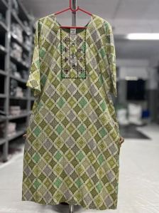 Ladies Printed Cotton Straight Kurti