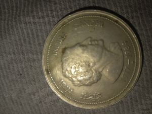 Indira gandhi 5 rupees old coin