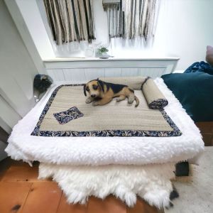 l-shaped natural korai grass pet bed