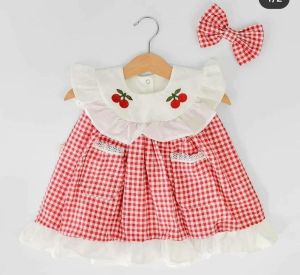 Red and White Checked Girls Frock