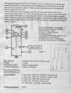 Low Oil Level Switch