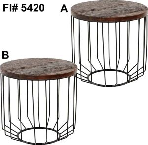 Iron Frame solid Wood  Tables, Set Of 2,