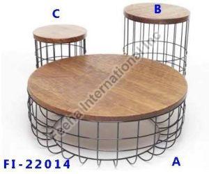 Metal Wood Round Coffee table