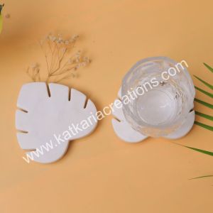 Maple leaf shaped marble coaster