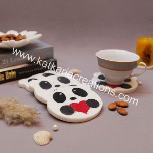 Marble coaster panda inlay