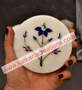 Marble Floral Inlay Coaster